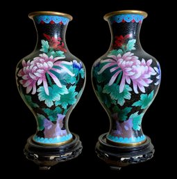 Two Tall Cloisonne Vases