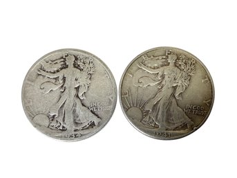 Two Walking Liberty Half Dollars 1941 And 1934 90 Percent Silver