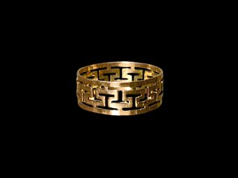 9K Gold Greek Key Band Open Work Gold Ring