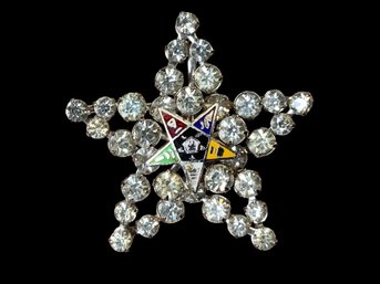 1950s Order Of The Eastern Star Masonic Rhinestone Pendant