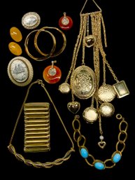 Lot Of Gold Tone 70s And 80s Style Costume Jewelry