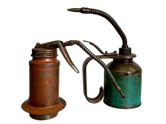 Pair Of Painted Antique Oil Cans