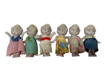 Set Of 6 Made In Japan Antique Bisque Dolls