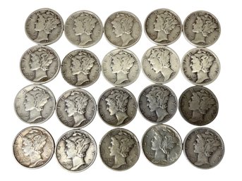 20 Mercury Dimes 90 Percent Silver