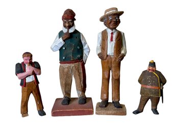 Four Small Carved Folk Art Figurines Quebec 1939