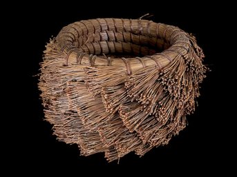 Native American ? Woven Pine Needle Basket Planter Base