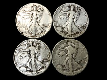 Four Walking Liberty 1943-D Half Dollars 90 Percent Silver