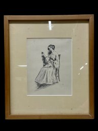 Two Sided Framed Pen And Ink Attributed To SP Wallen