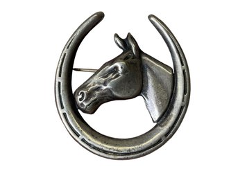 Sterling Silver Horse And Shoe Brooch