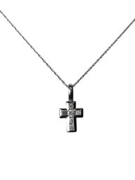 14K White Gold Small Cross Necklace