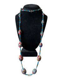 Art Deco Murano Venetian Millefiori Glass Bead Necklace