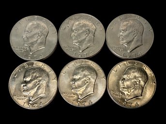 Six 1974 Eisenhower Dollars