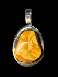 Sterling And Butterscotch Amber Statement Pendant