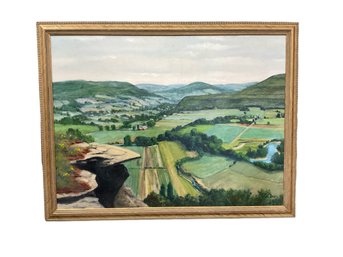 Large Oil On Canvas Landscape Of Schoharie Valley NY Signed LeClair