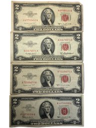 Four 1950s/1960s Paper Currency Two Dollar Bills