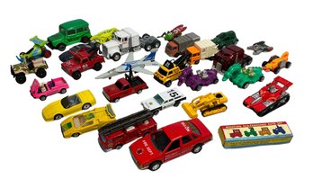 Lot Of Vintage Matchbox Majorette And Other Diecast And Plastic Toy Cars Including Snoopy In Pink Land Rover