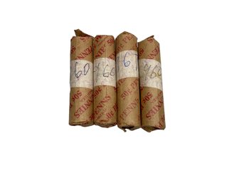 Four Unsearched Rolls Of Lincoln Pennies 1960 And 1967