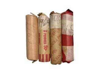 Four Rolls Of Unsearched Vintage Lincoln Pennies 1960 1964 1970 S And 1971 S