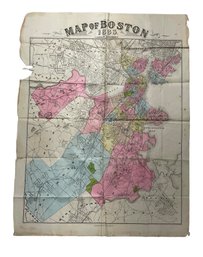 Antique 1883 Map Of Boston Litho By J Mayer State Street