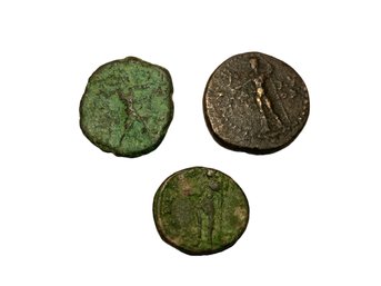 Trio Of Ancient Coins, Greek, Roman Or Byzantine