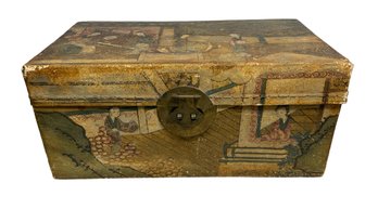 Antique 1920s Chinese Painted Keepsake Box
