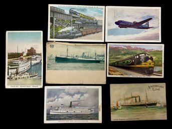 Planes, Trains, And Steamships Postcard Lot