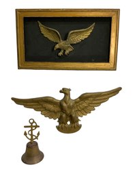 Vintage Brass Eagles And A 1986 USS Constitution Admirals Bell