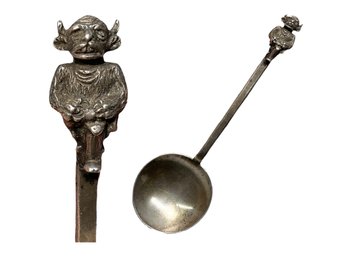 Antique Sterling Silver Spoon With Imp Or Devil Figure