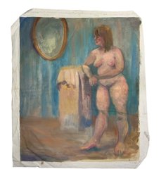 Vintage Oil On Canvas Of Female Nude Unsigned