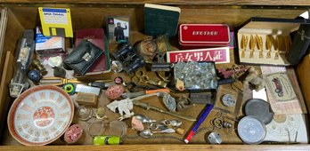 Huge Grab Bag Box Lot Of Antique And Vintage Items Chinese Bowl Brass Figurine NASA Photos On A Hard Disk Etc