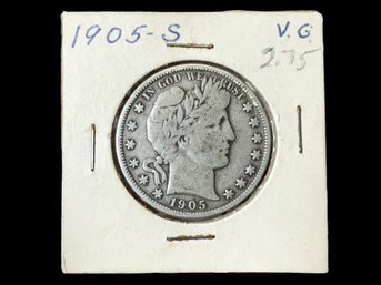 1905 S Barber Half Dollar 90 Percent Silver