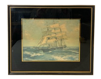 Vintage Gordon Grant Print Nicely Framed With Glass Gilt Matte