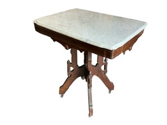 Fancy Victorian Marble Top Side Table