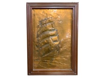 1948 Copper Relief Vintage Ship Placque