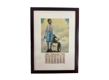 Antique African American Boy With Dog Calendar From 1932