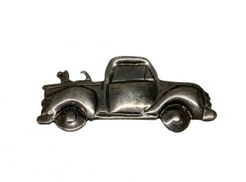 Sterling Silver Dog In Pickup Truck Pin