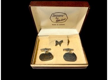 Sterling 1940s/1950s Husky Sled Dog Cuff Link Set