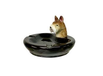 Antique Porcelain Schnauzer Dog Ashtray