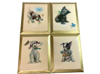 Lot Of Four Vintage Dog Tiles