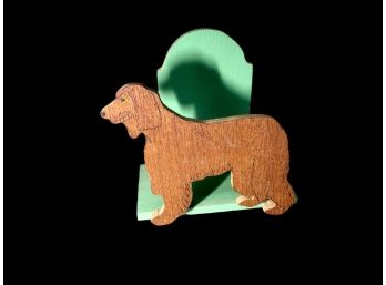 Antique Wooden Folk Art Dog Napkin Holder