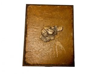 Antique Embossed Leather Dog Portrait