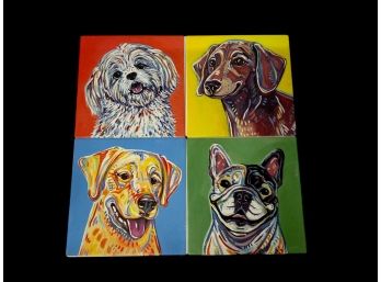 Colorful Dog Hand Painted Art Tiles