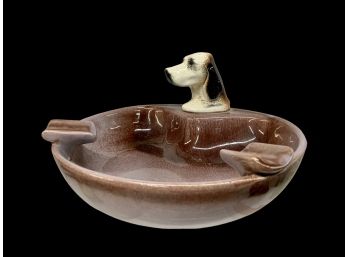 Antique Amethyst Glaze Porcelain Spaniel Dog Ashtray