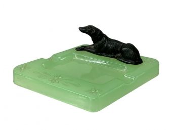 Art Deco Jadeite Wolfhound Ashtray