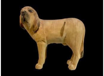 Antique Hand Carved Wood Blood Hound Dog Figure