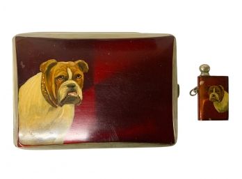 Hand Painted Antique Cigarette Case With Bulldog