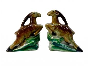 Art Deco Thames Porcelain Leaping Antelopes Salt And Pepper