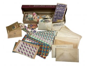 Vintage 1930s Bachelors Friend Sox Box Filled With Stamps US And World Postage Envelopes Etc