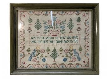 Vintage Framed Embroidery Wall Art