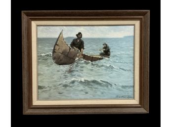 Frederic Remington Hauling The Gill Net Giclee Made By The Remington Art Museum